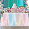 Faldón de Mesa Decoración de Mesa para Fiesta Luz LED Atrezzo de Ambiente Reunión Familiar Tutú Tul Borde de Mesa Faldón de Mesa LED