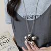 Collar Colgante de Flor Plateada Estilo Retro Coreano para Mujer, Cadena Larga Exagerada y de Alta Gama, Cadena para Sudadera Estilo Ins, Accesorio Único