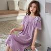 2025 Nuevo Verano Bata de Noche para Mujer Modal Casual Ropa de Casa para Madres de Mediana Edad y Mayores Se Puede Usar Afuera Pijama de Falda Media