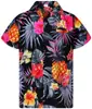 Venta Caliente Transfronteriza Camisa de Manga Corta con Cuello Cubano Estampado Digital 3D Estación Independiente de Amazon Árbol Frutal de Playa Hawaiana