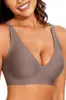 Amazon Tk Cruzado Gelatina Gel Sujetador Mujer Profundo en V Sin Costuras Inalámbrico Cómodo Ropa Interior Comercio Exterior