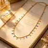 Collar de Acero Titanio con Perlas de Color Dopamina, Gota Pequeña, para Mujer, Elegante para Superponer, Exquisito, Versátil, Juego de Cadena con Esmalte