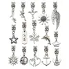 Llavero con Colgante de Corona de Estrella de Plata Antigua de Venta Caliente Transfronteriza 1 Pieza Aleación DIY Pulsera Joyería Accesorios Mayoreo