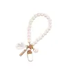Llavero de Coche de Concha de Perla, Pulsera de Corazón de Perla, Colgante para Teléfono de Cuentas, Colgante de Funda Protectora