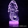 Lámpara de mesa 3D transfronteriza dedicada a la serie Mermaid, lámpara LED, regalos creativos, luz nocturna visual tridimensional colorida.
