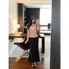 Fotos reales: Camiseta protectora del sol ligera de manga larga con cuello en U y ribete de encaje para mujer, nueva colección de otoño, top elegante 25186