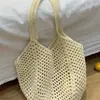 Nova Bolsa de Palha Grande Capacidade Senmeng Bolsa de Ombro Vazada Bolsa de Praia Versátil para Férias na Beira-Mar Cesta de Legumes Bolsa de Mão