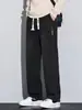 Pantalones largos casuales para hombre, de invierno, forrados de polar, gruesos, cintura elástica, pierna recta, corte holgado, pierna ancha, estilo ropa de trabajo, nueva colección primavera/otoño