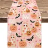 Camino de mesa de Halloween más vendido de Temu transfronterizo, mantel decorativo navideño de lino, alfombrilla de té de gama alta para mueble de TV