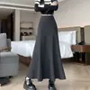 Saia Midi de Caxemira Grossa Feminina Outono Inverno Novo Estilo Emagrecedora Valoriza a Silhueta Caimento Saia Longa Evasê Justa ao Corpo A14944