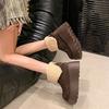 Botas de Nieve de Suela Gruesa para Aumentar la Altura para Mujer 2025 Nuevas Botas Cortas Cálidas de Piel Forradas de Felpa Zapatos de Algodón de Gamuza de Moda con Punta Ancha