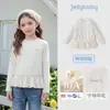 Camiseta de Manga Longa Infantil Jellybaby 2026 Outono Novo Estilo Estilo Francês Crianças Maiores Roupas de Outono Menina Pequena 8 Roupas de Bebê