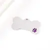 Material en blanco de acero inoxidable transfronterizo grabado láser impresión a color UV colgante de pata de mascota esmaltado con PET etiqueta de perro de hueso colgante