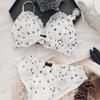Conjunto de Sutiã e Calcinha de Chiffon de Seda Jacquard Prata para Menina Estrelas Fofas Conjunto de Roupa Íntima Calcinha Fresca Personalizável