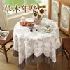 Toalha de Mesa Redonda para Mesa de Jantar Rústica com Estampa Floral Pequena Imitação de Linho para Outono, Tecido à Prova de Poeira, Decoração Estilo B&B