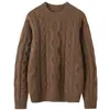 Suéter de cachemira de punto trenzado con cuello redondo, nuevo estilo otoño e invierno 2026, capa base gruesa para mujer, estilo suave, color liso, suéter cálido