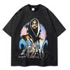 Comercio exterior Europa y Estados Unidos High Street lavado agua viejo hip hop estampado camiseta manga corta Americano oversize holgado top al por mayor
