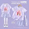Verano Maravilloso Lindo Estilo Princesa para Niñas Dibujos Animados Lindos Conjunto Deportivo para Niños Secado Rápido Camiseta de Manga Corta y Pantalones Cortos