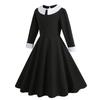 Miércoles Addams Cosplay Disfraz Transfronterizo Versión Infantil Halloween Vestido Negro de Gasa Una Pieza