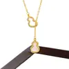 Collar Colgante de Doble Calabaza de Unicornio Incrustado con Circonita para Mujer, Lujo Ligero, Cadena Clavicular de Gama Alta, Accesorio de Cuello de Moda, Exquisito, Versátil