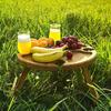 Fábrica en stock mesa de comedor portátil de madera mesa de refrigerios de ocio plato para refrigerios de nueces mesa de frutas botellero para exteriores al por mayor
