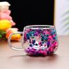 Taza de Café de Vidrio de Doble Capa con Flor Real para Celebridad de Internet Universal Transfronteriza, Valor de Color Alto, Regalo de Acompañamiento, Vaso Simple de Borosilicato
