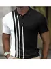 Polo de manga corta con solapa y estampado digital 3D para hombre, de comercio transfronterizo, de Europa y América, a la moda, a rayas