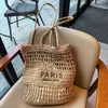 Bolso de hombro grande de paja para mujer de moda, bandolera, gran capacidad, versátil para primavera y verano, salida a la playa, vacaciones, bolso tejido de playa, bolso tejido de paja