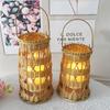 Exportación Transfronteriza Venta al Por Mayor Immitación Ratán Transparente Tarro para Velas Lámpara de Viento Pantalla Asa Decoración para el Hogar Estilo Japonés
