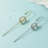 Nueva línea de moda, pendientes con destellos de perlas, diamantes y circonitas intercaladas, pendientes colgantes estilo hada, pendientes de estilo simple.