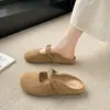 2026 Ropa de Abrigo Zapatillas de Verano Zapatos de Terciopelo Moda Versátil de Verano Mocasines sin Talón Puntera Cerrada para Mujer Nuevos Simples Superficie Suave