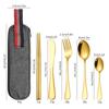Vajilla portátil de acero inoxidable de Amazon transfronteriza, cuchillo, tenedor, cuchara, palillos, 5 piezas, ideal para viajes al aire libre, picnic, té, cuchara, regalo