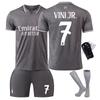 2425 Camiseta del Real Madrid gris traje de fútbol para dos hombres No. 7 Vinicius niños adultos 9 mbape transfronterizo