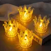 Luz de vela transparente Amazon Corona vela electrónica Luz LED regalo vela anti-real Corazón dorado en forma de Corazón Luz de noche