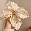 Lenço quadrado de tecido estilo coreano, elástico de cabelo grande, acessório de cabelo de renda doce e delicado, tiara de alta qualidade, rabo de cavalo, estilo francês