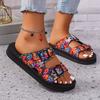 Hebilla de cinturón grande de comercio exterior europeo y americano, pantuflas de fondo de espuma ligera para mujer, para uso transfronterizo, sandalias de playa con graffiti colorido