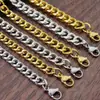 Cadena Cubana de Acero Inoxidable y Oro de 18K Hebilla Única Cadena Entrelazada Cadena Hip-Hop para Hombres Cadena de Joyería para Bolsos y Ropa