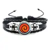 Venda Quente Transfronteiriça Pulseira de Pedra do Tempo Naruto Mori Corda de Mão Trançada de Couro Preto Multicamadas Atacado