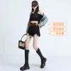 Shorts de Mezclilla Negros de Cintura Alta para Mujeres Pequeñas 2025 Nuevo Verano Pierna Ancha Look Adelgazante Rasgados Sexy Línea A Pantalones Cortos Calientes