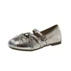Zapatos poco profundos estilo Mary Jane para mujer con lazo fruncido estilo ballet, que aumentan la altura, nuevo modelo verano 2026, adecuados para combinar con faldas
