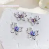 Famosos en Internet adornos para uñas de mariposa de doble capa, tridimensionales, incrustados con diamantes, láser inteligente, color hielo transparente, mariposa, decoración de uñas DIY