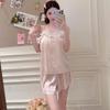 Estilo Chica Dulce Camisola de Seda de Hielo Shorts Pijama para Mujer Verano Deseo Puro Encaje Sensación de Alta Gama Ropa de Casa Traje