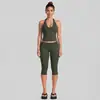 Conjunto transfronterizo ajustado con hermoso top deportivo de espalda cruzada con cuello halter, traje deportivo para correr al aire libre, atuendo casual de yoga