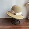 Sombrero de Paja para Mujer, Nuevo Estilo Verano 2026, Sombrero de Sol Estilo Francés con Ala Enrollada, Sombrero de Sol con Logo Metálico, Sombrero de Pescador, Sombrero Fresco