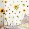 Festival de Abejas de Primavera y Verano Decoración de Pared para el Hogar Pegatinas de Pared PVC Autoadhesivo Planta de Girasol Flor Pegatinas para Niños