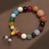 Fornecimento de fábrica pulseira de raiz de bodhi de jade branco com lótus esculpido pulseira de círculo único de semente original pulseira de lótus de semente de bodhi para homens e mulheres