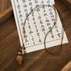 Colar com Pingente de Bolota em Cordão de Cera Longo Estilo Chinês Tom Frontal de Madeira Novo Design Zen Chinês Acessórios Corrente de Suéter