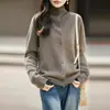 Cárdigan de Punto de Lana 100% Pura con Cuello Alto Estilo Old Money para Mujer, Abrigo Suéter Juvenil de Otoño e Invierno, Ropa de Abrigo Engrosada