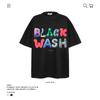 Camiseta de manga corta con estampado de letras de colores divertidos de marca de moda de estilo americano para hombre, camisa informal holgada de media manga para pareja