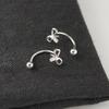 Pendientes Nalan de plata de ley 925 con forma de lazo y hilo, con gancho para la oreja y diamantes, de alta gama, para mujer, G9959